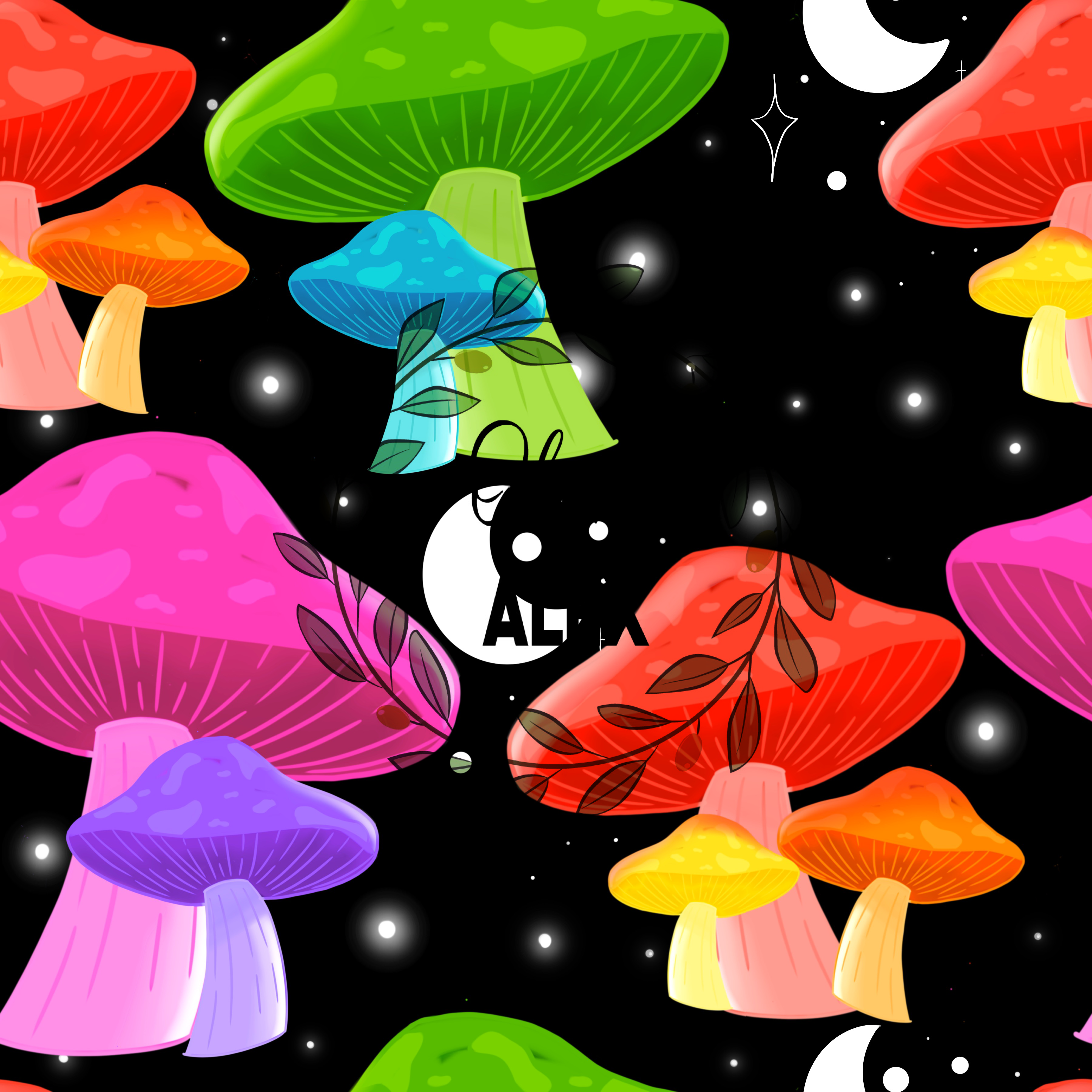 Neon mushrooms