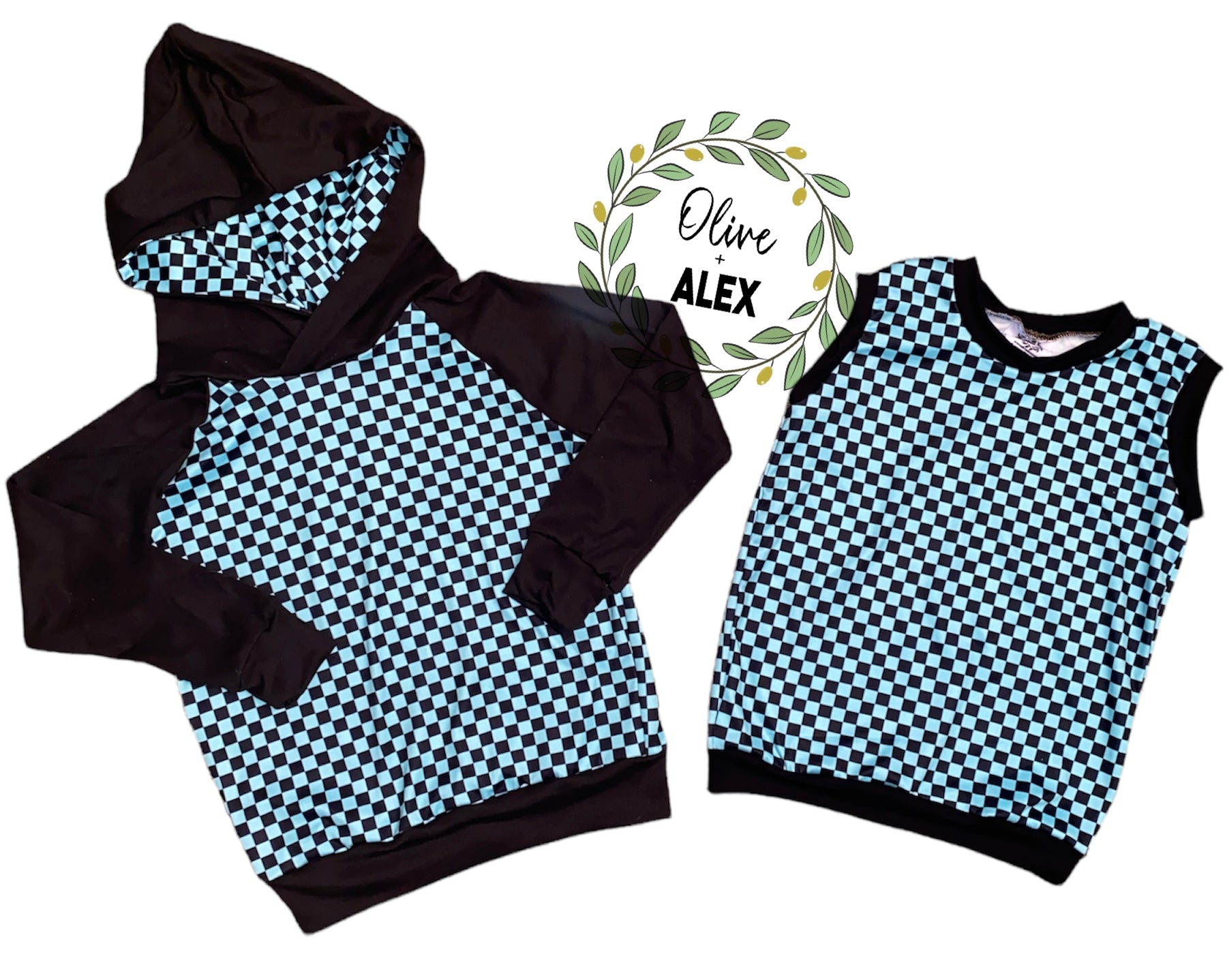 Teal and black checkers