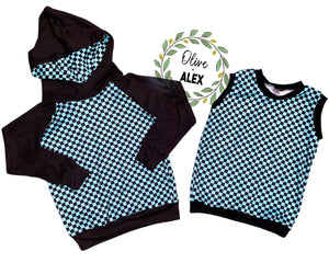 Teal and black checkers